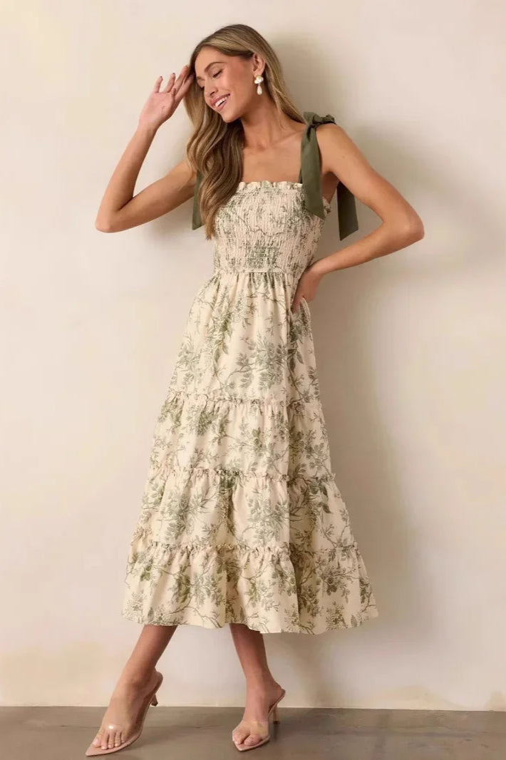 Sleeveless Halter Empire Waist Floral Dress