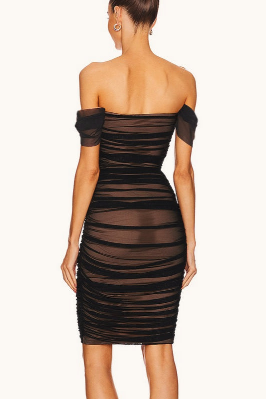 Sexy Off Shoulder Strapless Mesh Chic Cocktail Dress