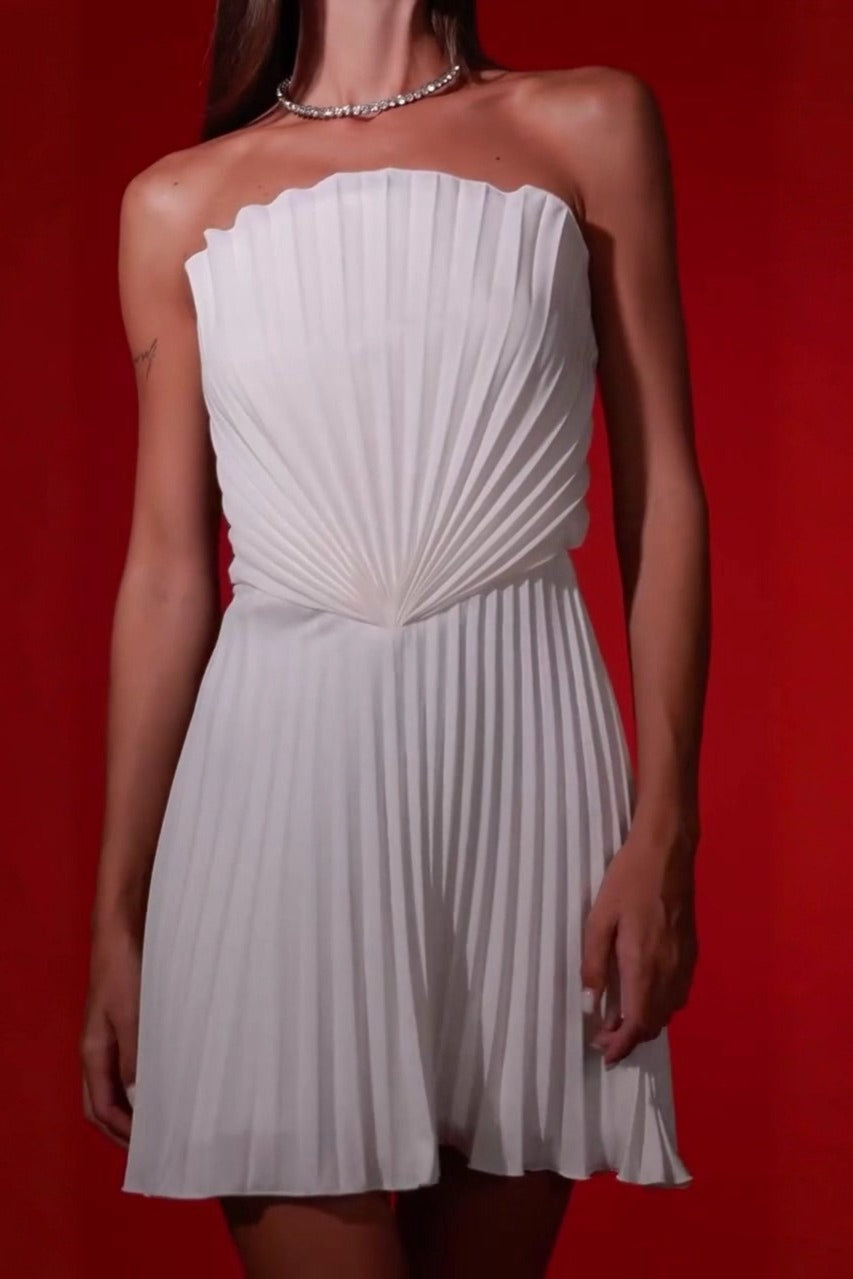 Sexy Chic Ruched Strapless Backless High Waist Cocktail Dress