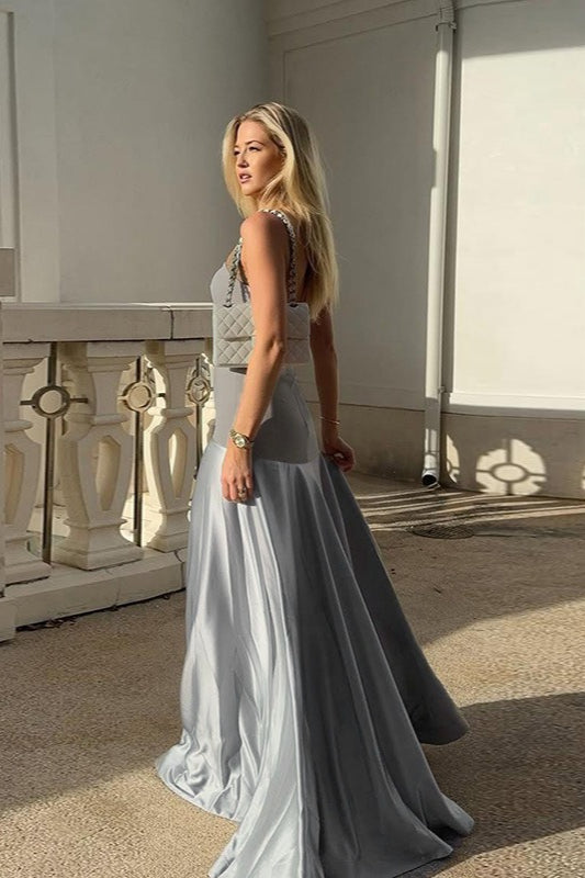 Sexy Long Satin Strapless Elegant Formal Dress
