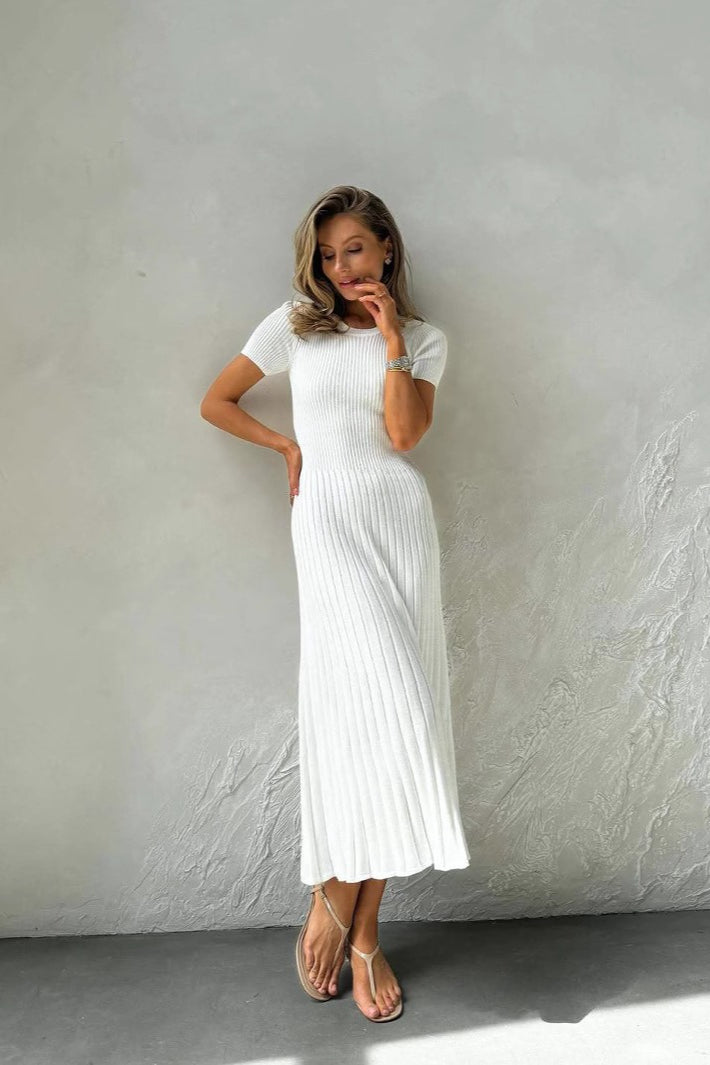 Neck Chunky Rib Knit Maxi Sweater Dress