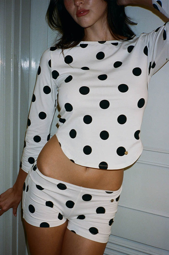 Slim Fit Dot Print Shorts Two Pieces Set