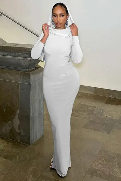 Slim-Fit Solid Color Party Dress