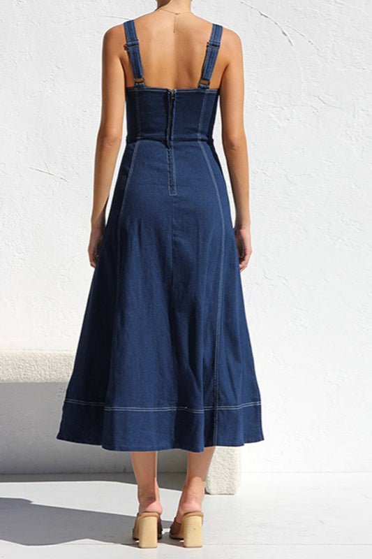 Casual Button-Up Denim Dress