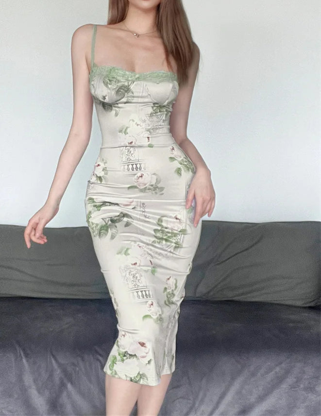 Retro Suspender Queen Floral Dress