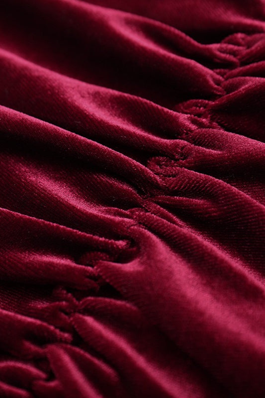 Velvet Ruched Low-Back Party Dress