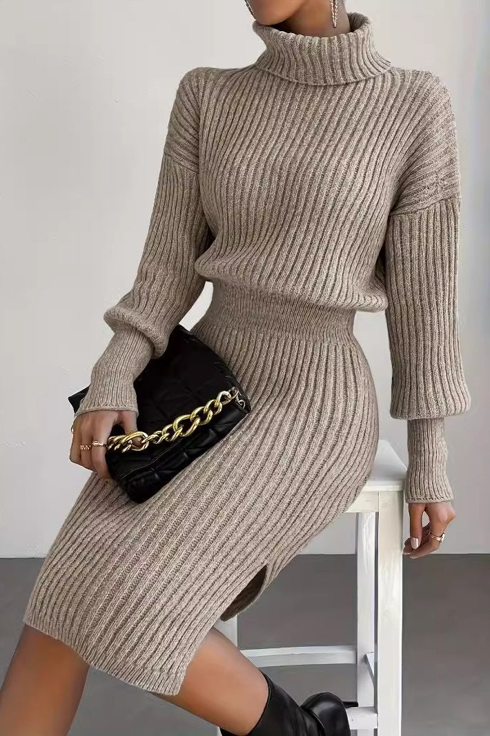 Pullover Knit Slim-Fit Sweater Dress