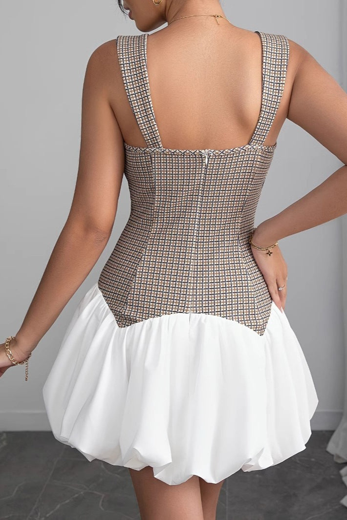 Houndstooth Colorblock Mini Work Dress