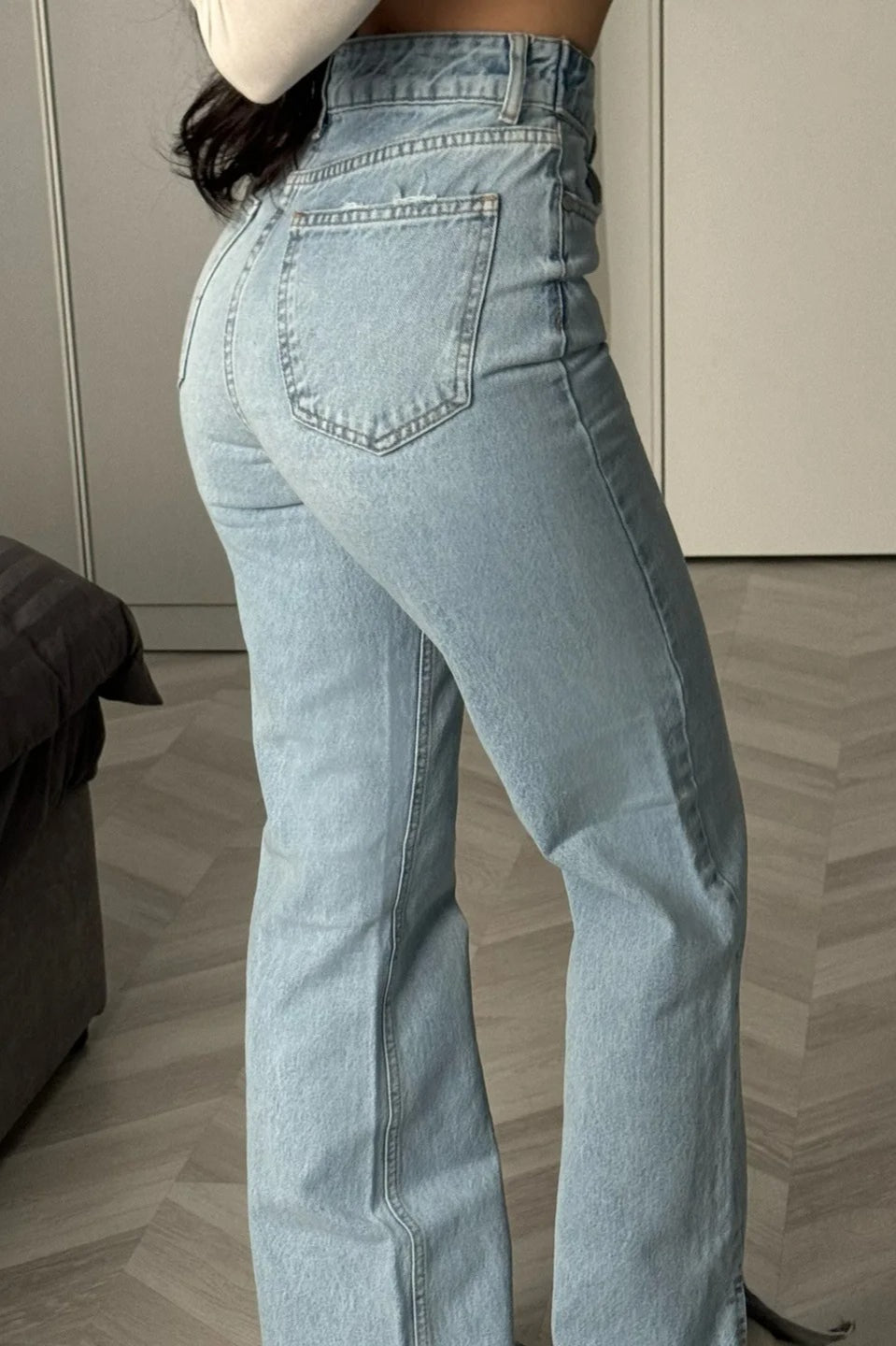 Retro Asymmetric Waist Slimming Jeans