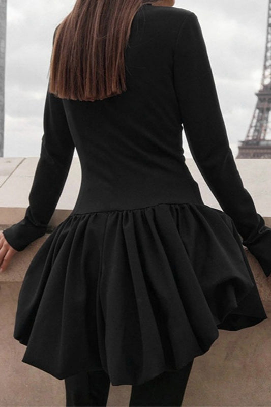 Y2K Fitted High Neck Mini Work Dress