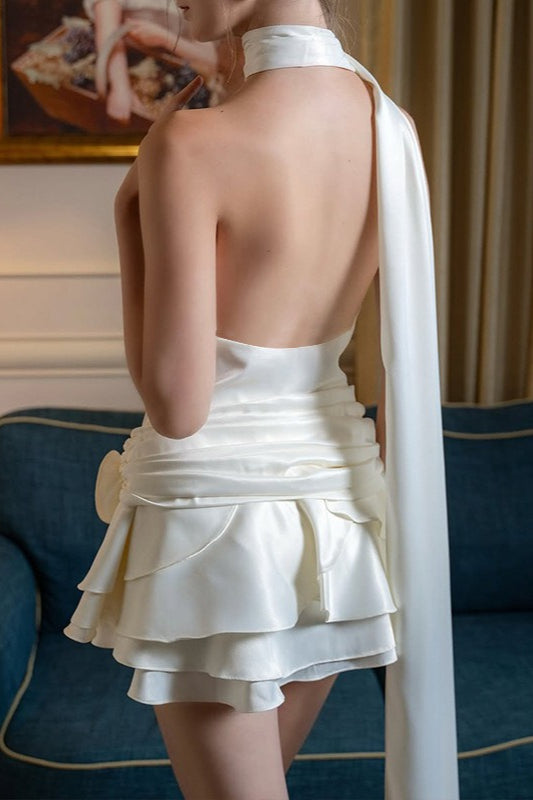 Sexy Off-Shoulder Backless Satin Silk Dress