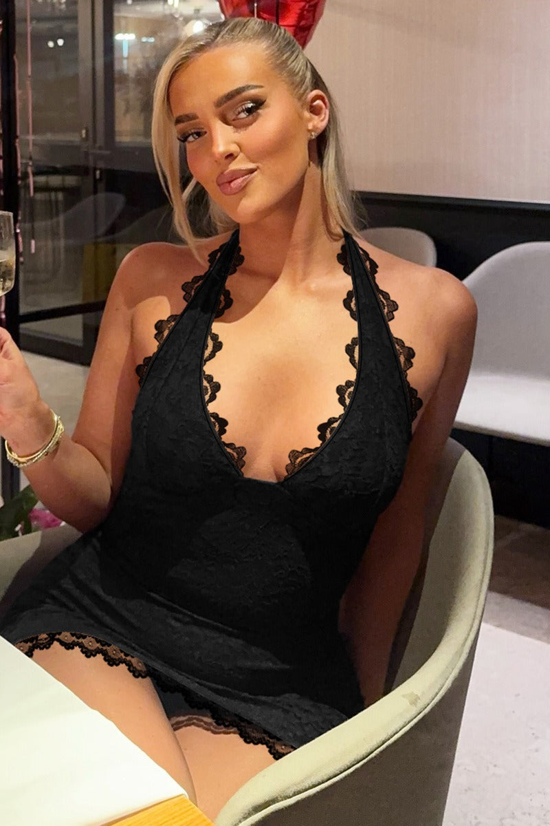 Sexy Halter Neck Bodycon Lace Dress