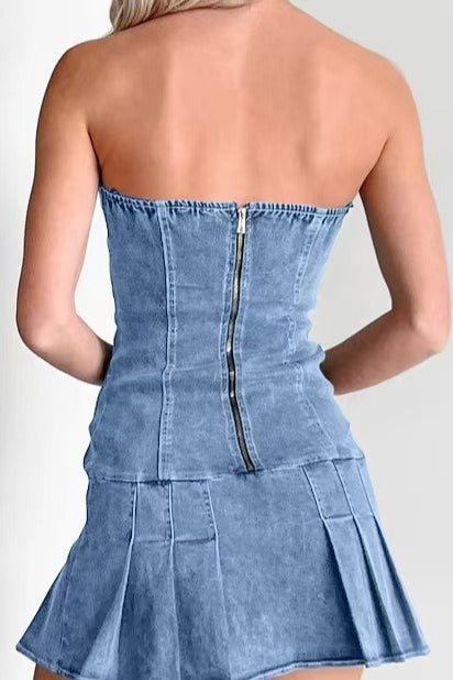 Sexy Strapless Denim Dress