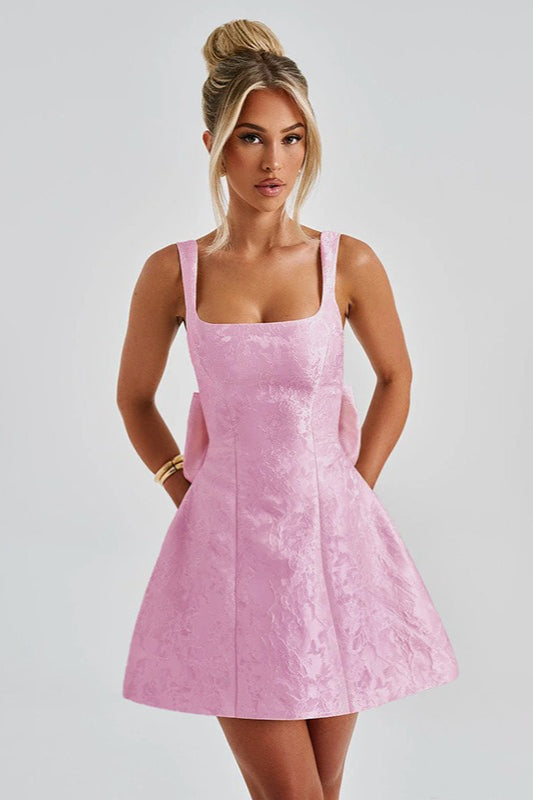 Square Neck Bow Bodycon Party Dress