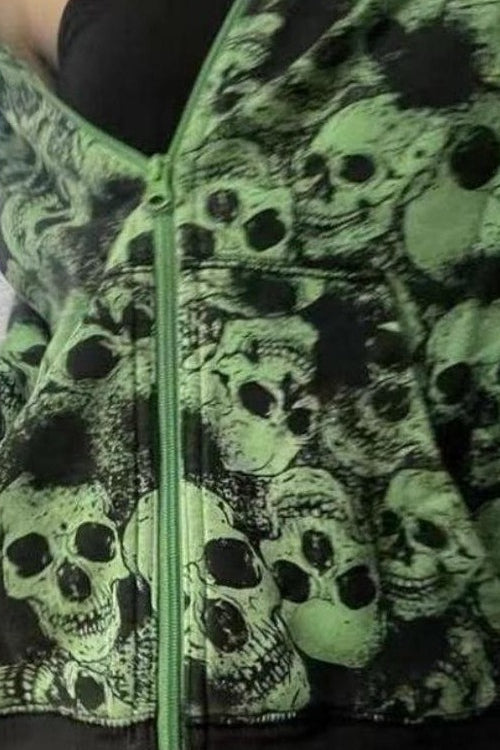 Skull Graphic Zip-Up Hoodie