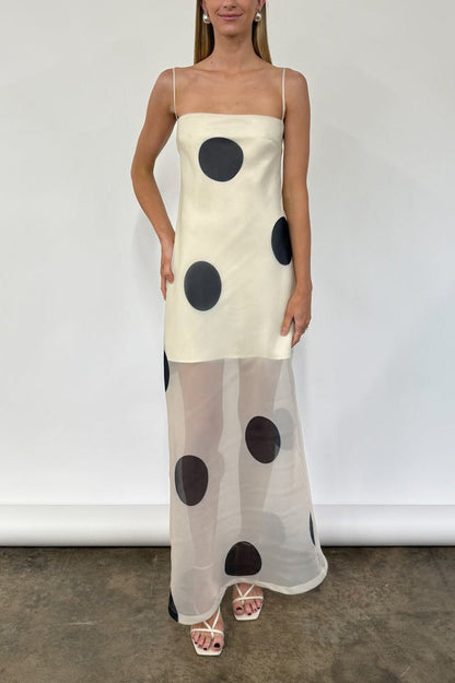 Polka Dot Bodycon Cami Maxi Dress