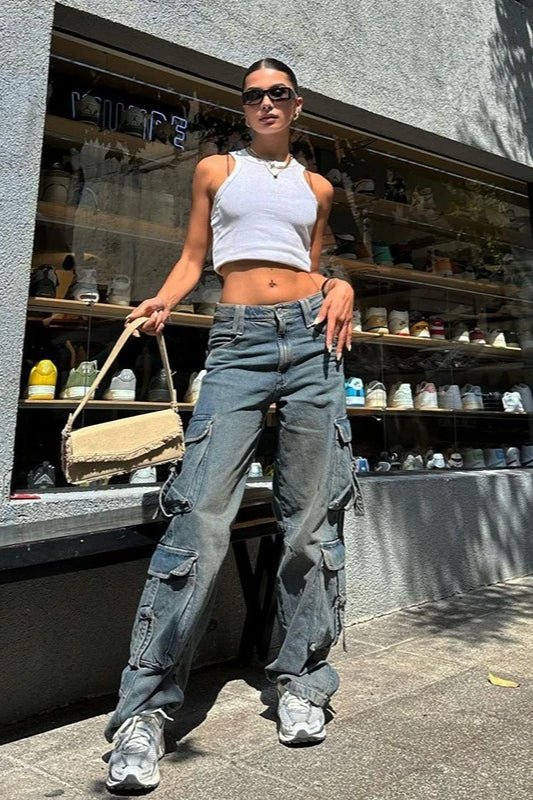 Y2K Streetwear Utility Jeans