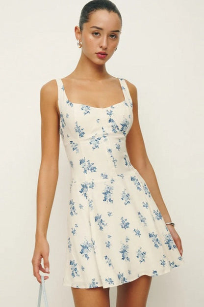 Sexy Floral Square Neck Work Dress