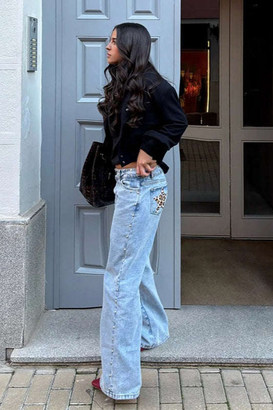 Patchwork Star Pocket Jeans