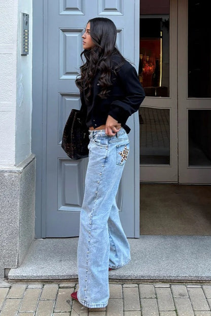 Patchwork Star Pocket Jeans