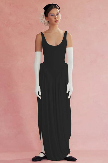 High Slit Open Back Slip Dress