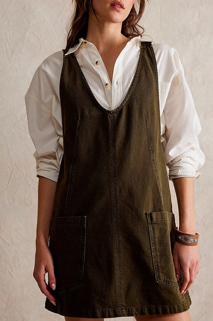 Mini Suspender Denim Dress