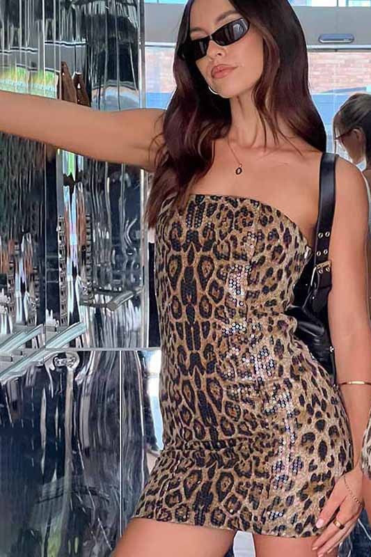 Flirty Leopard Mini Party Dress