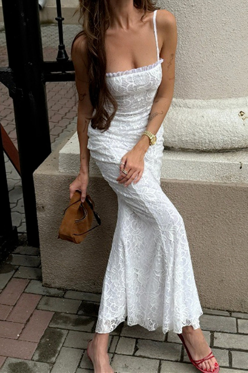Elegant High Waist Bodycon Lace Dress