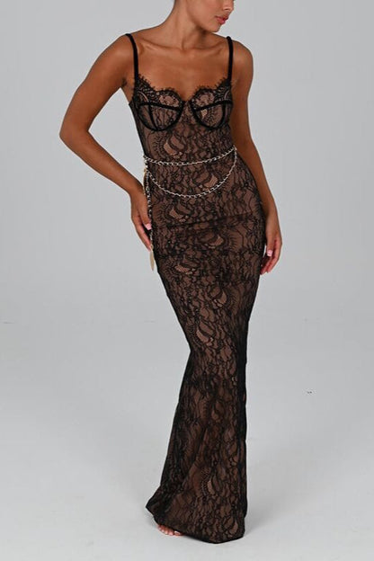 Elegant Lace Slip Party Dress