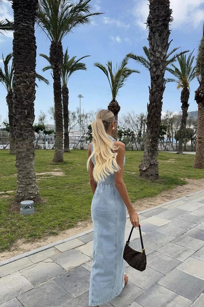 Sexy Slim Fit Button-Up Denim Dress