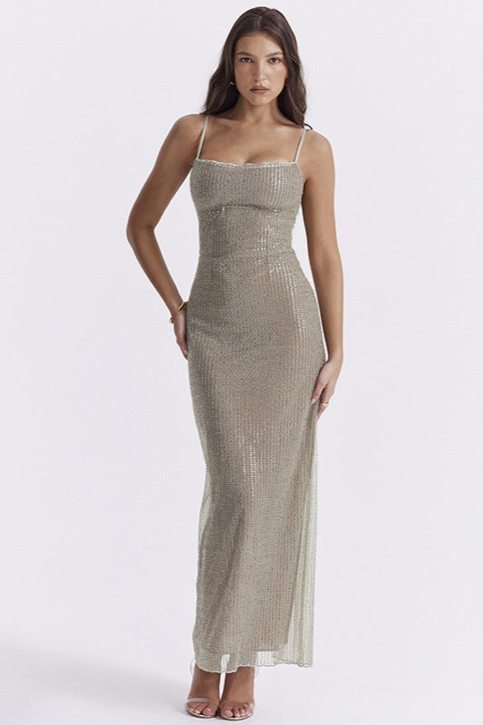 Sequin Spaghetti Strap Party Dress