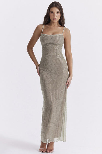 Sequin Spaghetti Strap Party Dress