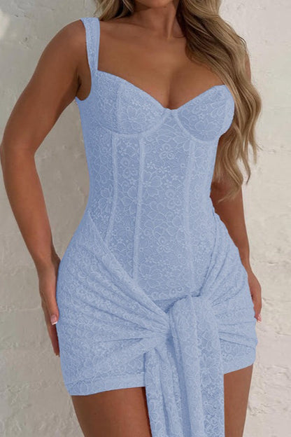 V Neck Lace Bodycon Cami Lace Dress