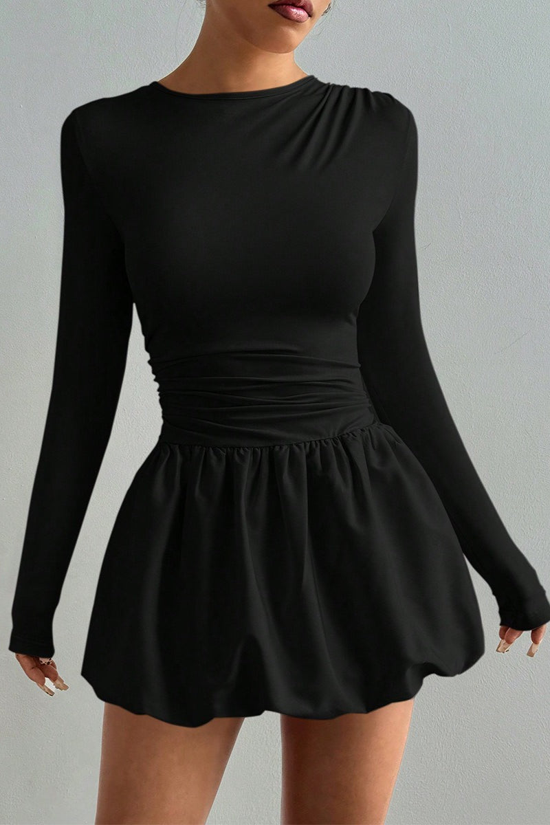 Stretch Puff Sleeve Work Dress