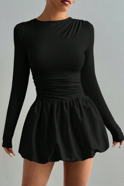 Stretch Puff Sleeve Work Dress