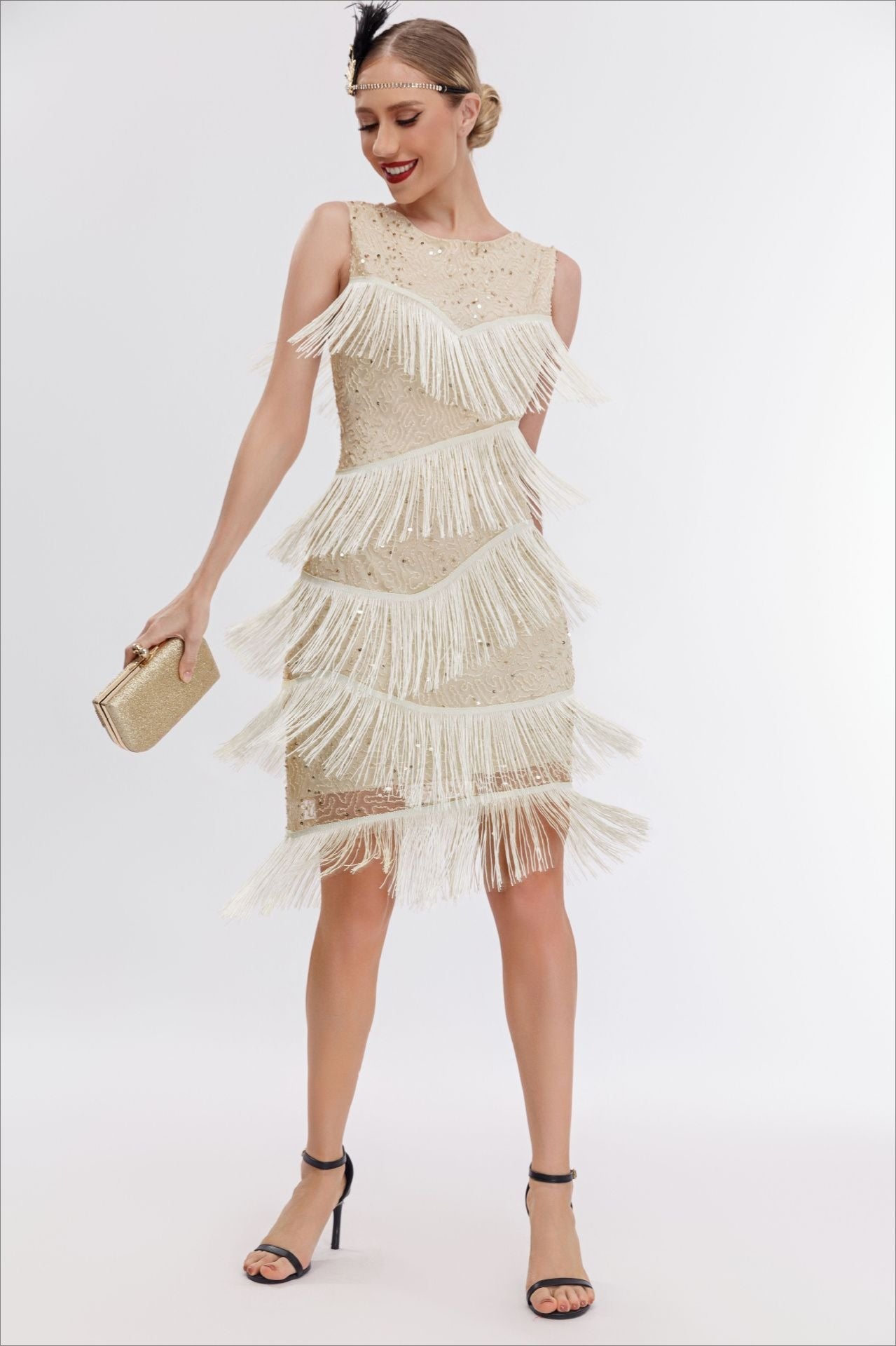 Vintage Beaded Fringe Party Dress