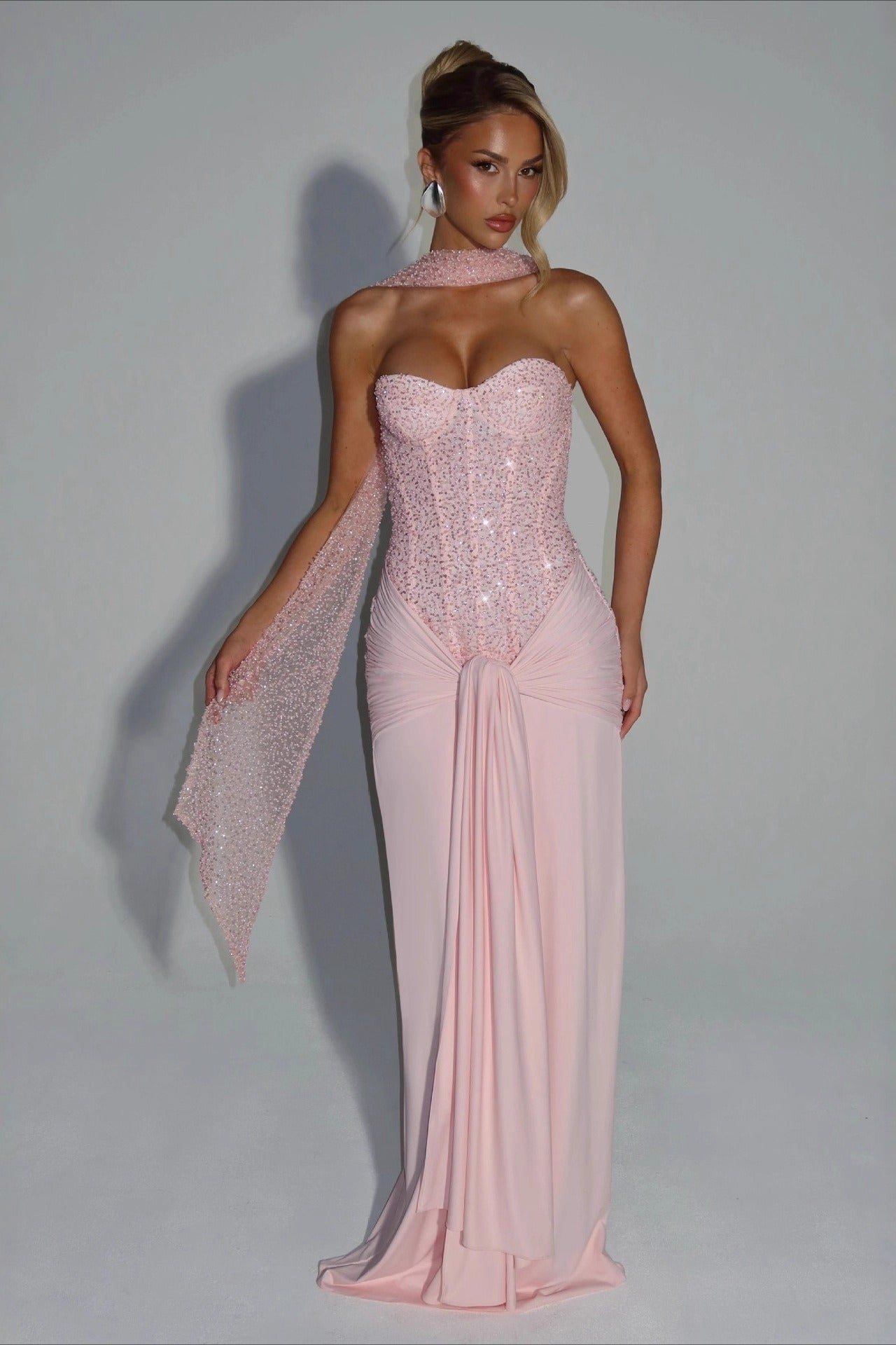 Sexy Strapless Ruched Zipper Slim Fit Formal Dress