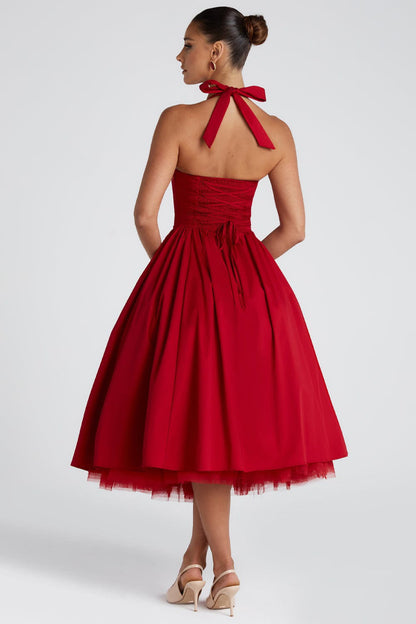 Tie-Waist Puff Party Dress