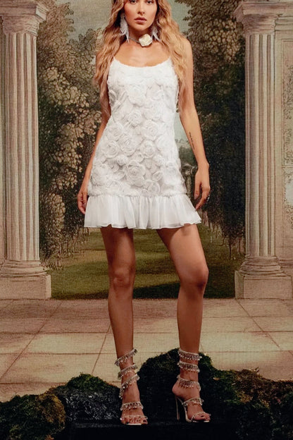 3D Floral Chiffon Slip Birthday Dress