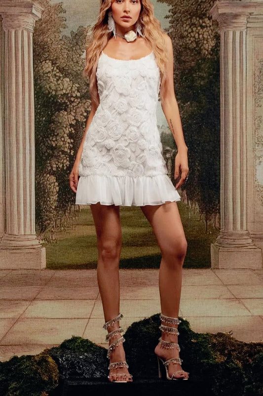 3D Floral Chiffon Slip Birthday Dress