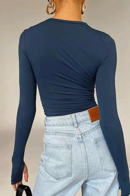 Long Sleeve Slim Fit Crop Top