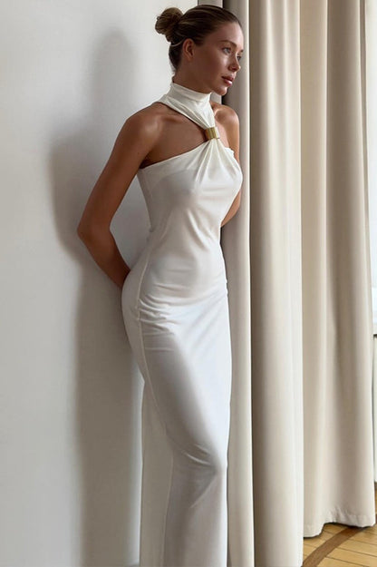 Solid Color Split Halter Sexy Bodycon Dress