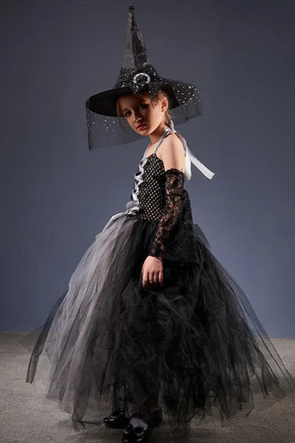 Witch Tulle Maxi Dress Kid Halloween Costume