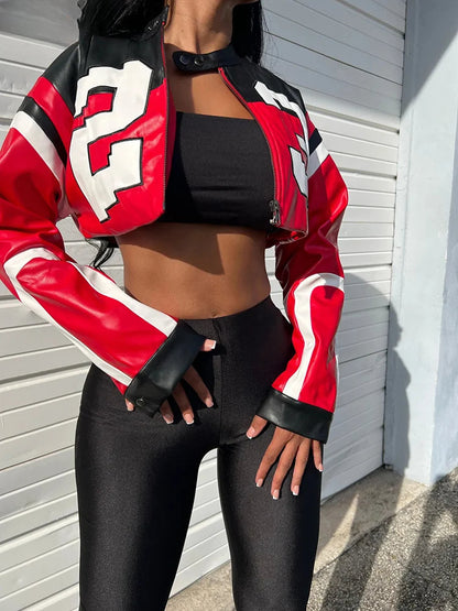 Colorblock Bare Midriff Jacket