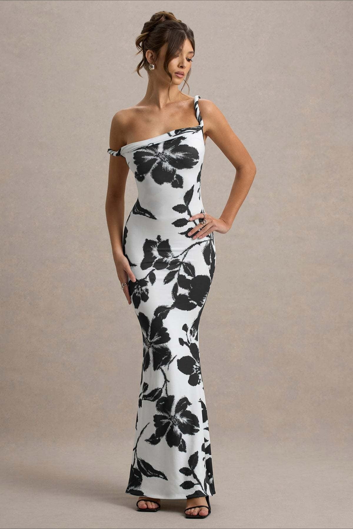 Print One-Shoulder Bodycon Party Dress
