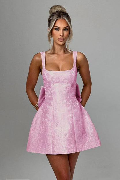 Square Neck Bow Bodycon Party Dress