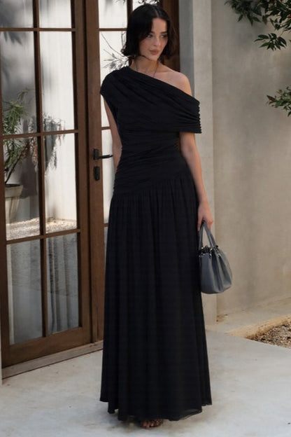 Slim Fit Round Neck Ruched Sheer Bodycon Formal Dress