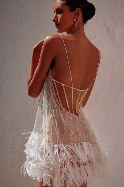 Tiered Fringe Sheer Slip Dress