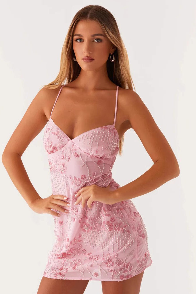 Sexy Backless Spaghetti Strap Sequin Dress