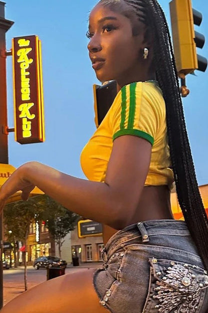 Brasil Letter Print Crop Top